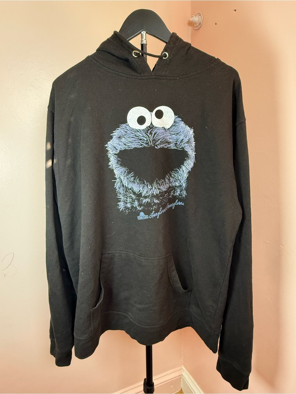 Black Cookie Monster Graphic Crewneck Hoodie - Unbranded
